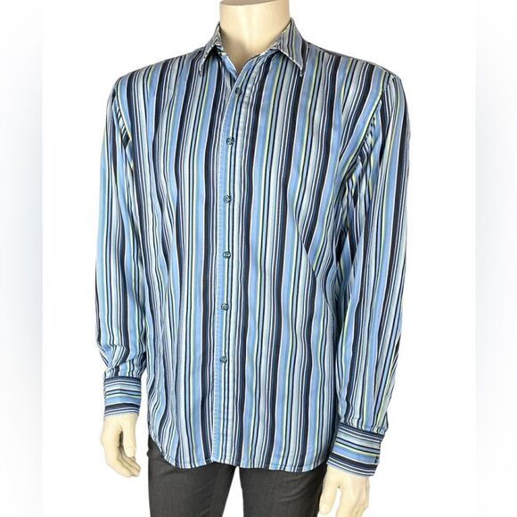 Like New Robert Graham L/S Casual Dress Shirt w/Colorful Vertical Stripes Sz XL - Picture 7 of 14